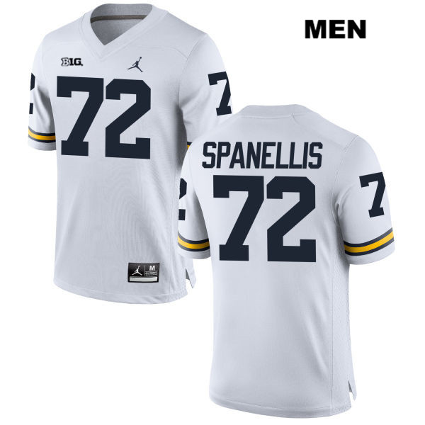 Men's NCAA Michigan Wolverines Stephen Spanellis #72 White Jordan Brand Authentic Stitched Football College Jersey GS25N67EX